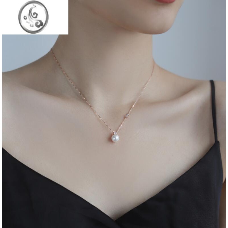 JiMi2023新款珍珠吊坠银银项链女法式轻奢锁骨链耳钉情人节生日礼物