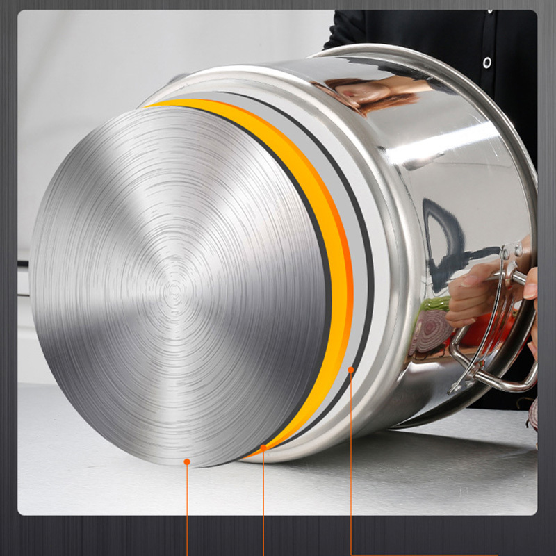 瓦图 电磁炉用 不锈钢复合底汤桶 圆桶带盖汤锅 50*50cm 1个装高清大图