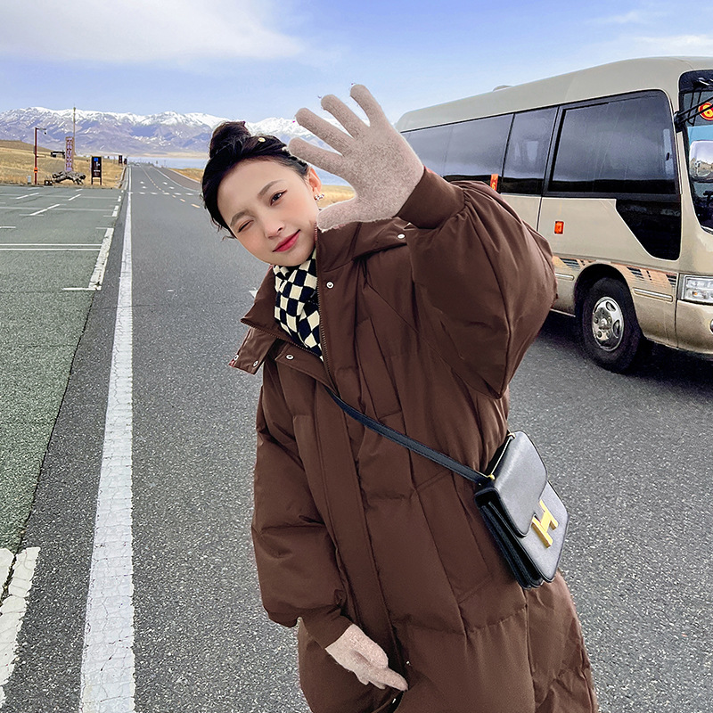 过膝棉衣女装2023年新款潮冬季加厚棉服宽松长款上衣韩版外套高清大图