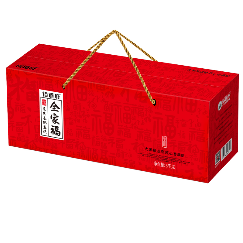 裕道府中国红全家福大米礼盒5kg/盒高清大图