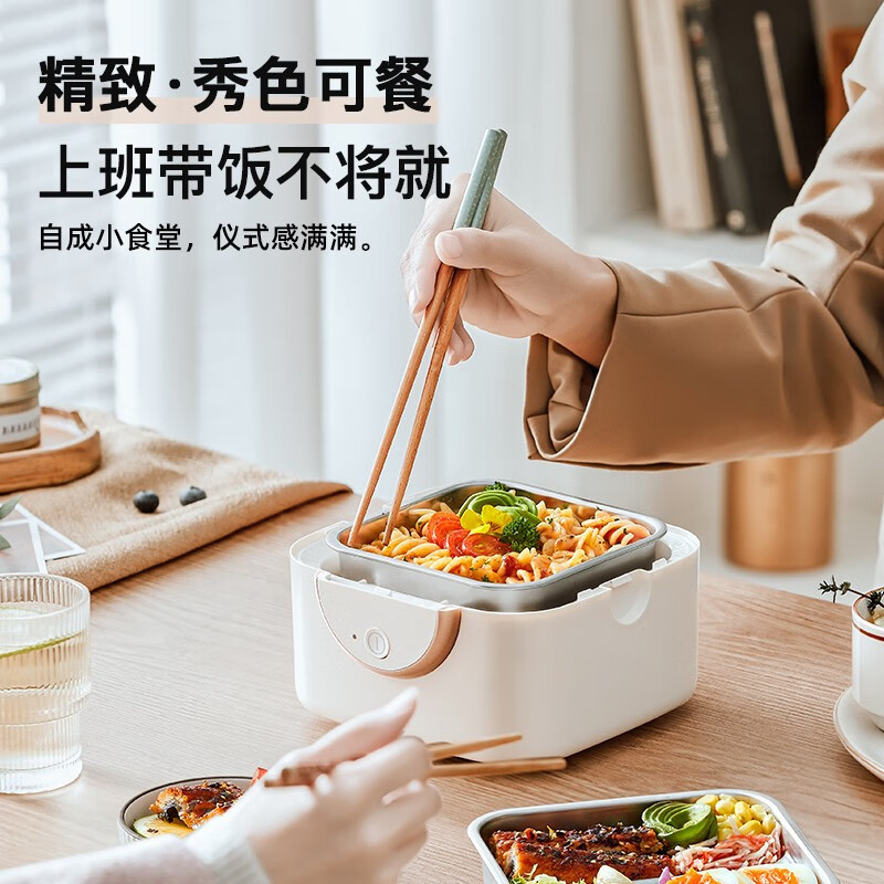 熊(Bear)电热饭盒加热饭盒 双层不锈钢上班族便携带热饭神器学生便当盒 DFH-C12W3高清大图
