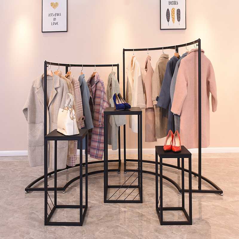 服装店展示架落地中岛架展示柜女装店中间单杠高低橱窗台