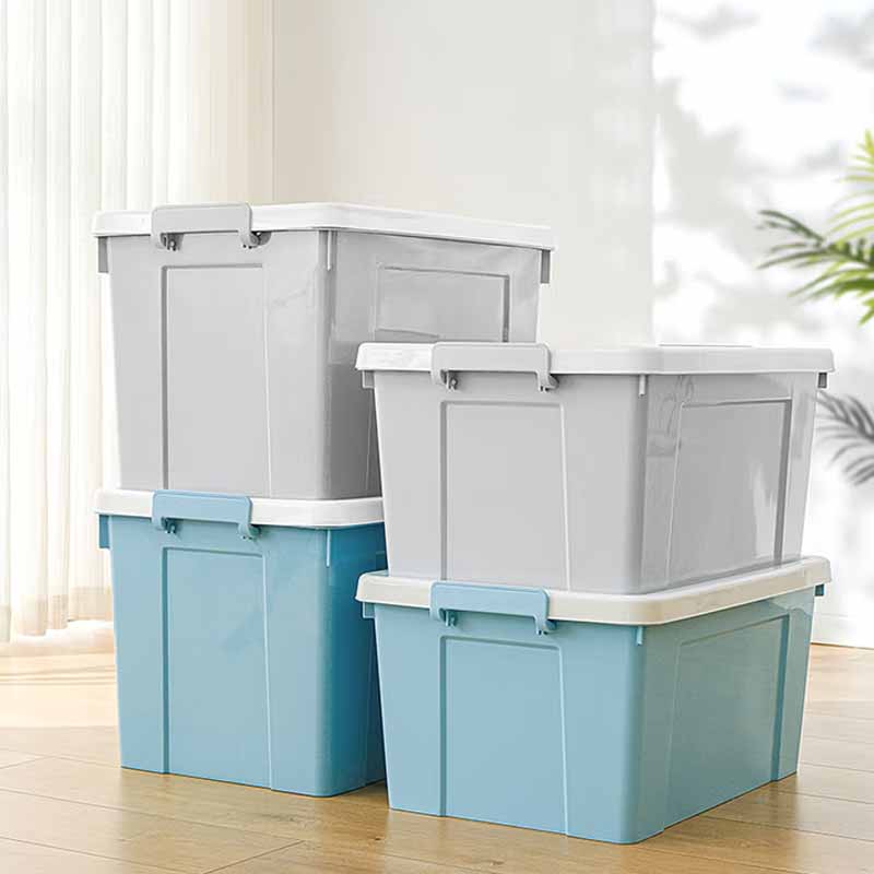 空間専門家(SPACEXPERT) 塑料整理箱经典带轮收纳箱80L 蓝色/灰色