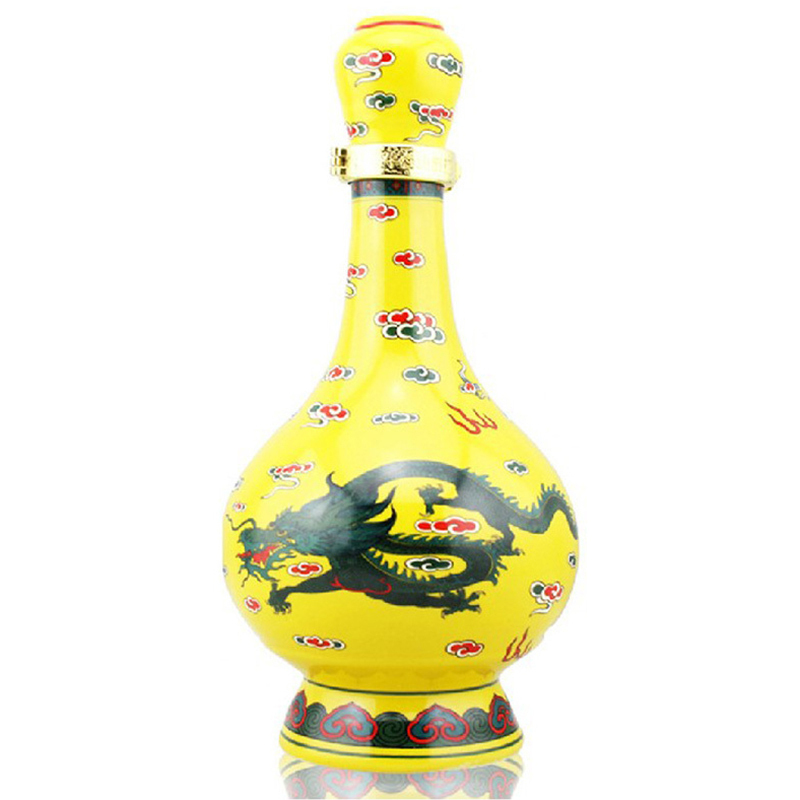 牛栏山二锅头经典黄龙52度清香型高度白酒黄瓷瓶500ml单瓶装