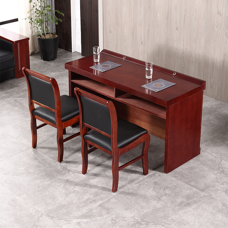 易企采 180CM演讲台无椅 贴木皮油漆发言台培训会议桌 单位：张高清大图