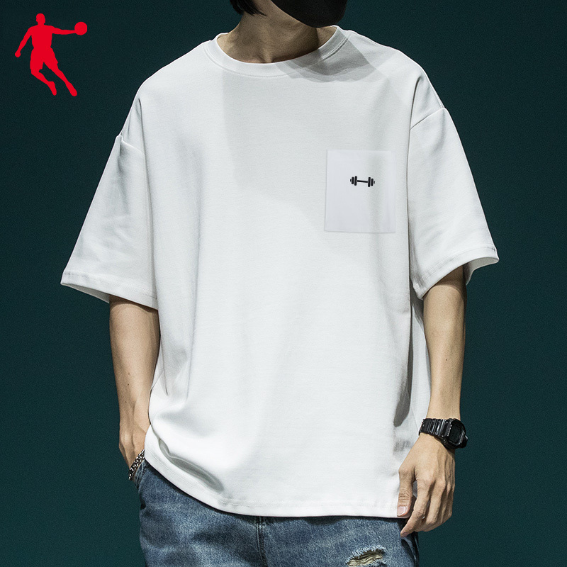 乔丹短袖t恤男新款国潮logo印花上衣宽松透气t训练运动服运动t恤