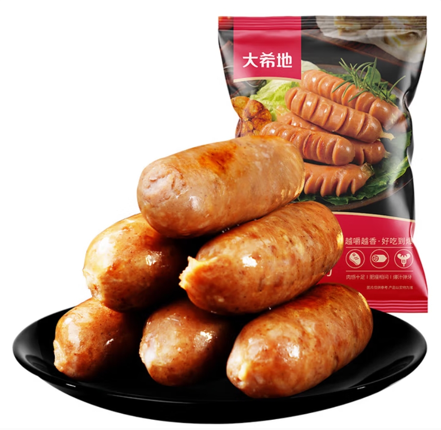 大希地 爆有料30根经典原味80醇肉肠508g*1+爆有料黑胡椒味80醇肉肠508g*2 2袋起订