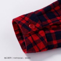 小红豆童装儿童衬衫纯棉2019春装新款男女童长袖衬衣宝宝红色格子上衣