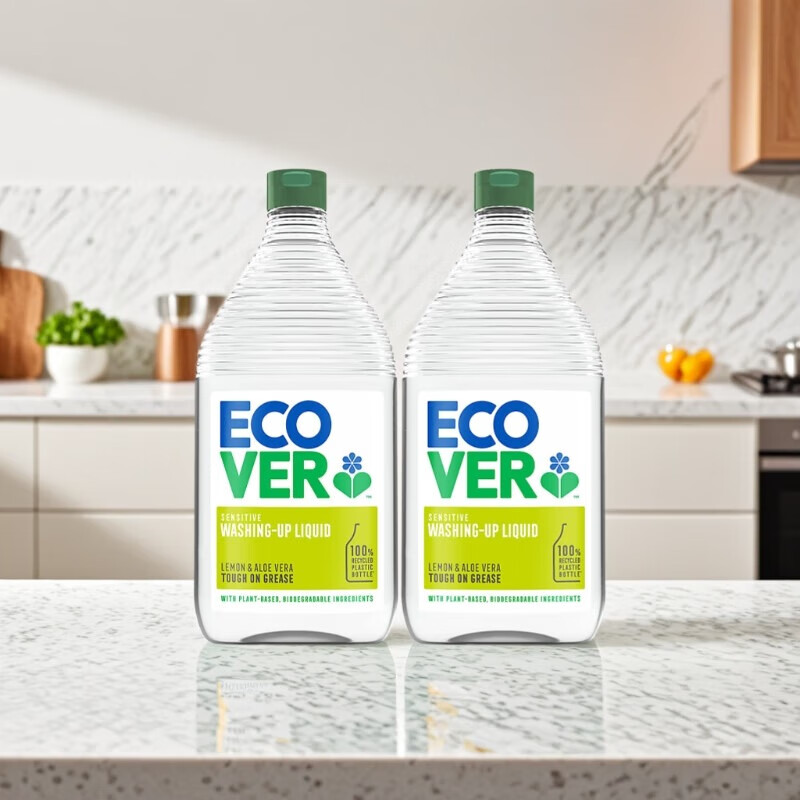 ECOVER洗洁精 柠檬芦荟配方 950ml*2 原装进口 植物提取无残留 清洗果蔬