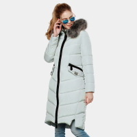 雪中飞白鸭绒羽绒服女时尚中长款修身狐狸毛领韩版厚