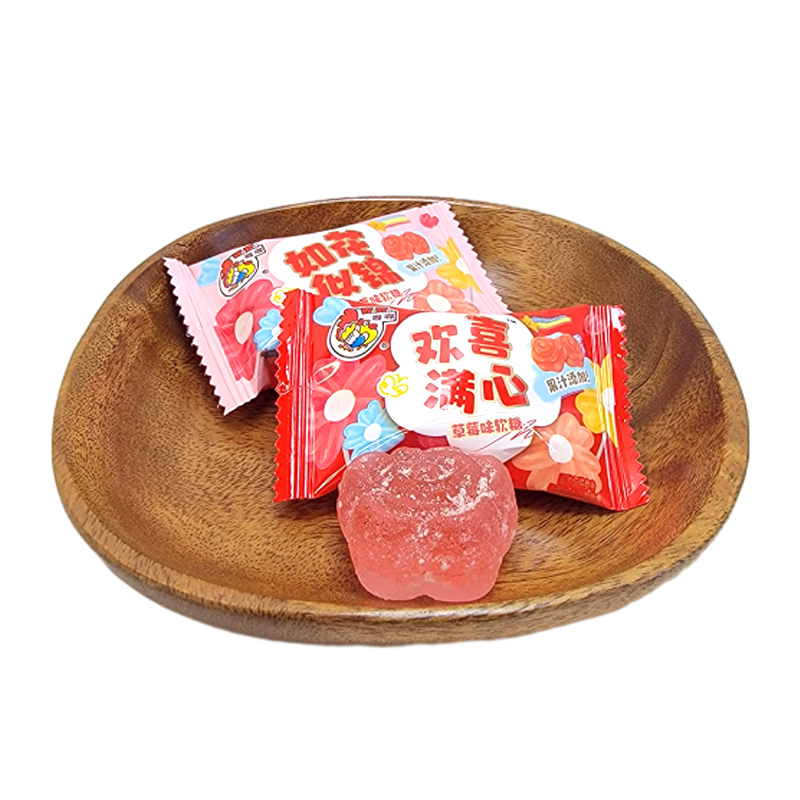 喔喔草莓味软糖散装250g婚庆结婚喜糖休闲零食品欢喜满心如花似锦 混合莓味软糖散装 250g（约13包）