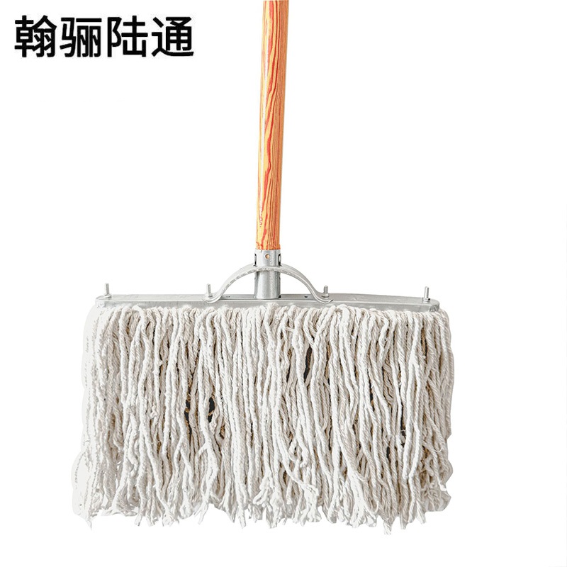 翰骊陆通 可拆卸镀锌铁件老式棉线拖把拖布 木杆27cm 把高清大图