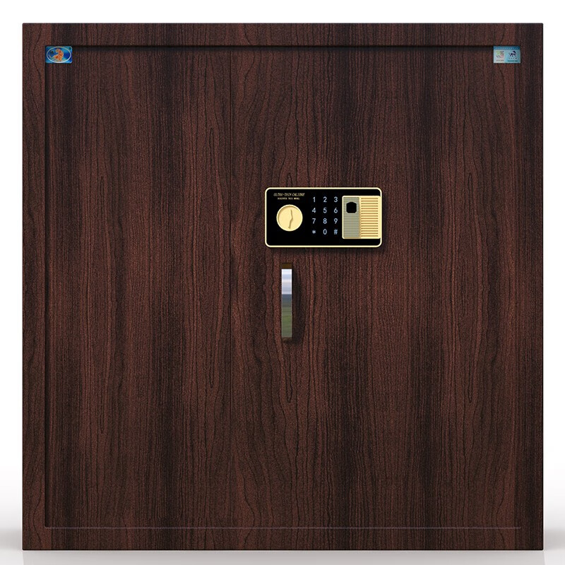 虎牌 保密柜 大型指纹密码锁钢制保险柜办公用文件柜91cm木纹色 无需钥匙高清大图