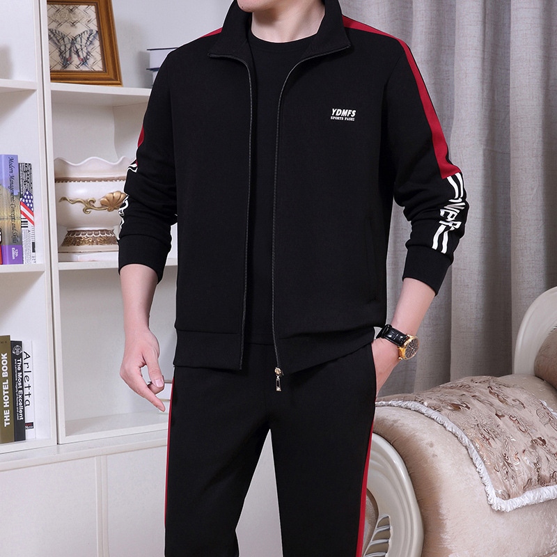 champion捍卫冠军中年男士运动套装男春秋季三件套爸爸装中老年人运动