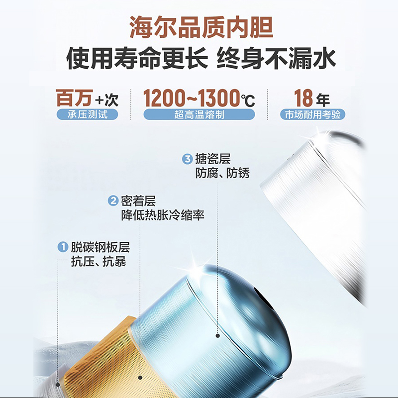 海尔空气能热泵热水器300L大容量一级能效变频智能恒温节能省电小蓝瓶净肤洗高清大图