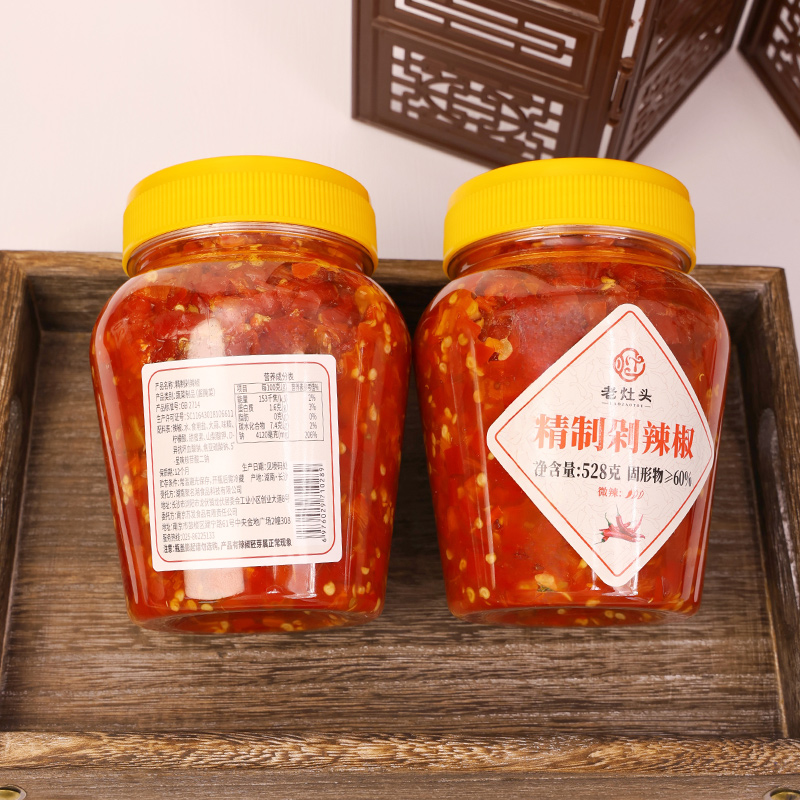 老灶头精制剁辣椒528g瓶装高清大图