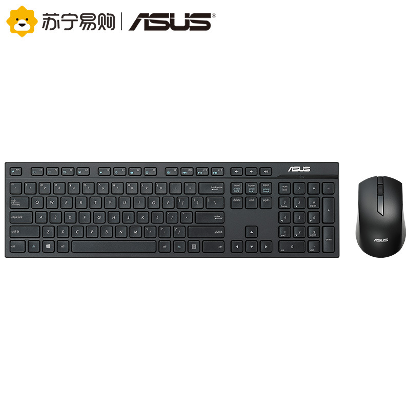 华硕ASUS W2500 键鼠套装 无线键鼠套装 办公键鼠套装 静音键鼠套装 全尺寸 黑色 带无线2.4G接收器