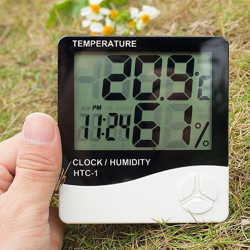 数显温湿度计家用高精度HTC-1室内外电子干湿温度计HTC-2带线探头 三维工匠 HTC-1(无探头)经典黑