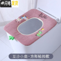 三维工匠方形马桶垫坐垫圈方通用坐便套冬季拉链款方型家用防水马桶坐垫 方形-豆沙小鹿-粘扣款