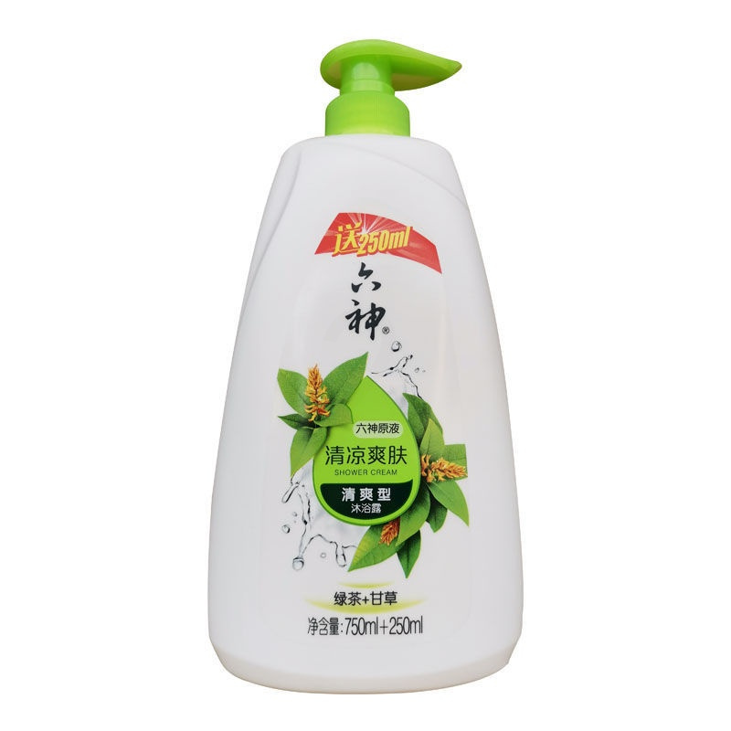六神沐浴露清凉爽肤清爽型绿茶甘草含六神原液750ml250ml舒爽绿茶甘草