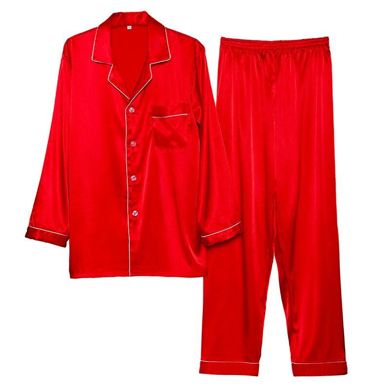 睡衣女夏长袖丝绸情侣套装冰丝韩版薄款开衫空服男士家居服秋季