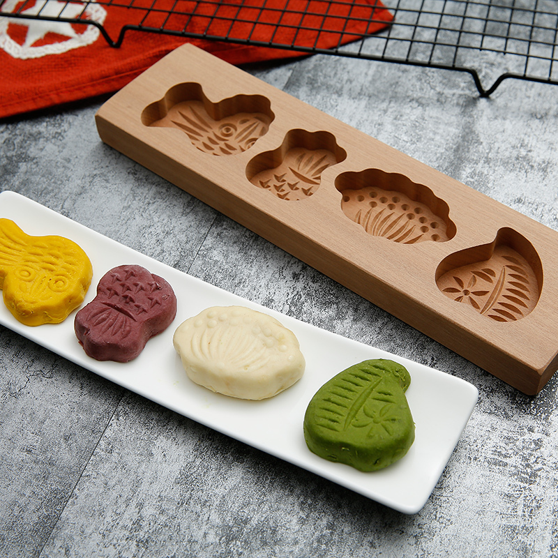 烘焙工具 冰皮月饼模具点心绿豆糕点面食南瓜饼 馒头模具 带柄两个花