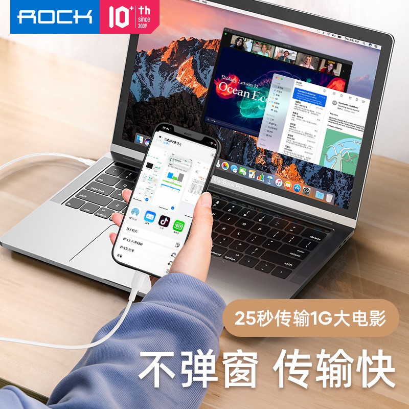 洛克 苹果数据线PD快充20W 适用iPhone14/13/12/XR/SE2/XS/8p/iPad/USB-C高清大图