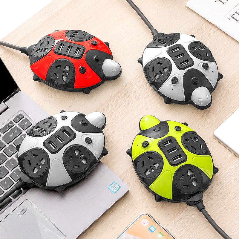 多功能插座排插带usb接口充电智能创意拖接线板电源插排插板带线红