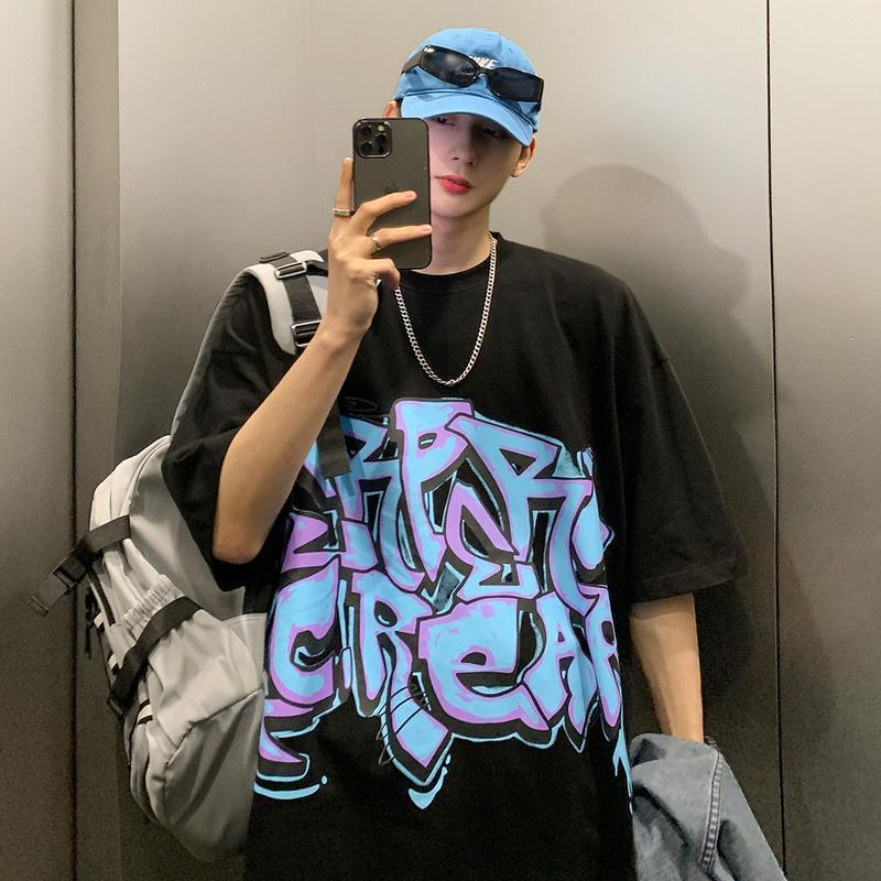 男加肥加大码潮牌胖子宽松港风夏季装街头嘻哈白色m90-110斤>800_800