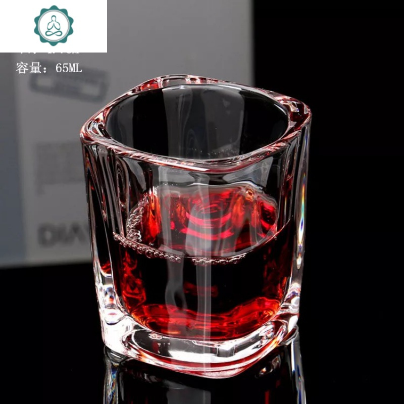 家用2二两3三两玻璃白酒杯厚底烈酒杯一口杯小四方酒吧啤酒洋酒杯 封后 [2.5两杯]105斜身杯六只玻璃杯