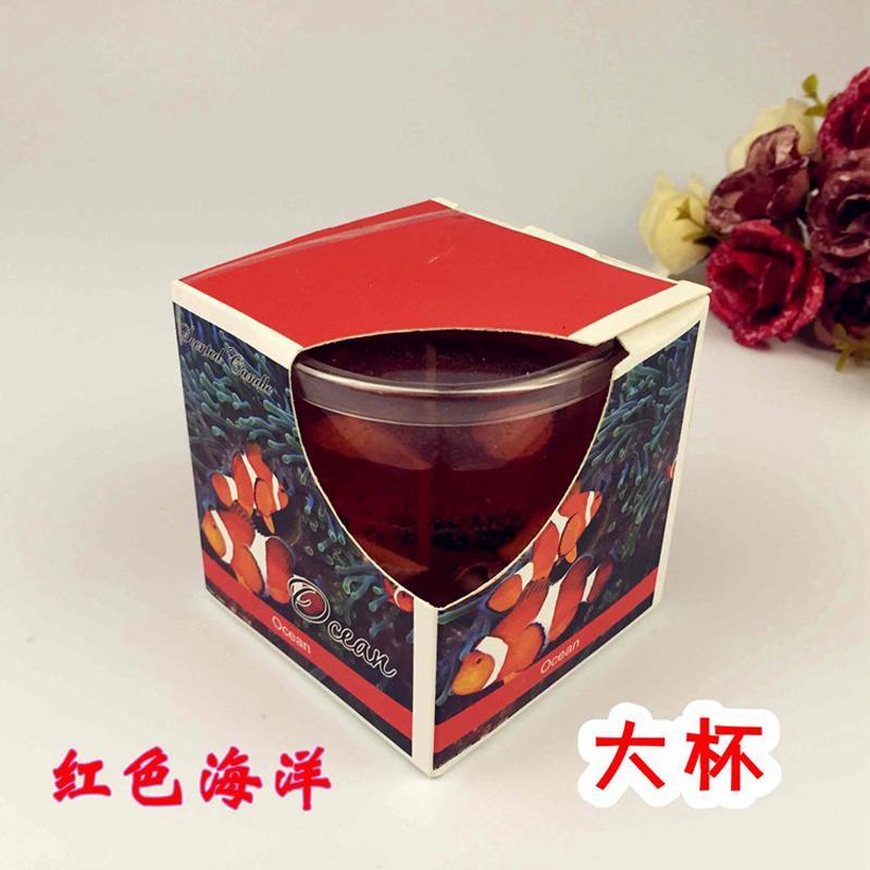 七夕情人节果冻蜡烛礼品装海洋风格婚庆无烟蜡烛浪漫生日表白烛光晚餐-红色大杯