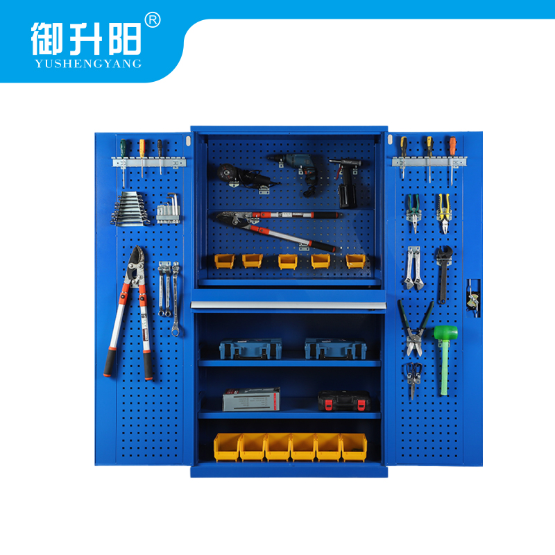 御升阳 重型工具柜/车间工具收纳柜储物柜(颜色蓝 灰白可备注) 五层带挂板 YSY-GJG-02高清大图