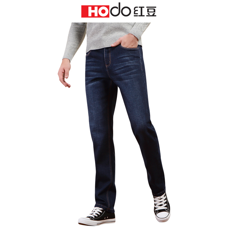 HODO红豆男装 男士牛仔裤 秋季时尚简约磨毛微弹舒适中腰长裤牛仔裤男