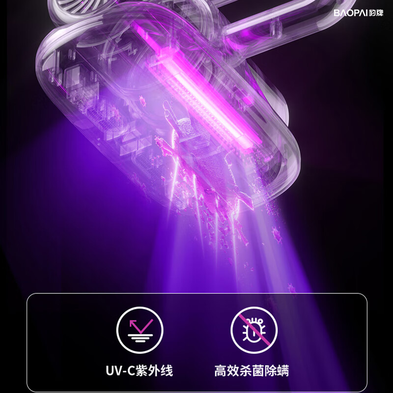 豹牌 紫外线杀菌分区高频双拍打无线设计强力除螨仪 BP-MR189高清大图