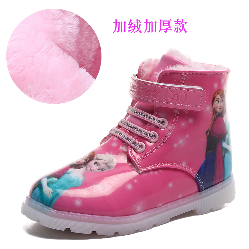 冬季新款儿童雪地靴女童漆皮棉鞋童短靴宝宝加绒加厚棉鞋短筒防滑