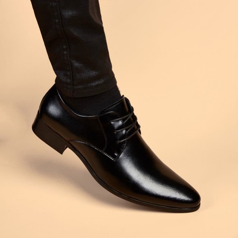 皮鞋男秋季透气商务正装真皮男鞋2021年新款潮英伦增高男士休闲鞋图片