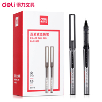得力(deli)33966直液式走珠笔 黑色30支/盒 0.5mm针管型考试中性笔黑色签字笔水笔学生用文具