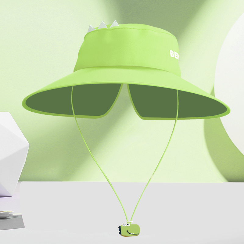 杯具熊儿童防晒帽子遮脸防紫外线男女童夏季护颈沙滩大檐渔夫帽