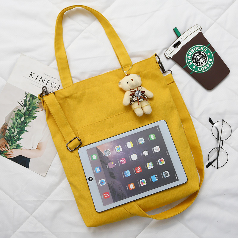 帆布包女单肩韩国简约百搭ins超火斜挎包学生韩版百搭斜挎手提袋