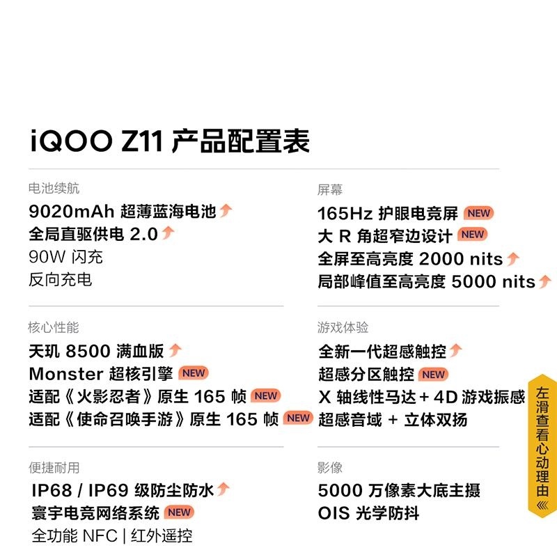 [全新]iQOO Z11 16GB+512GB 极夜黑 9020mAh大毫安 天玑8500满血版 高清影像 90W 16高清大图