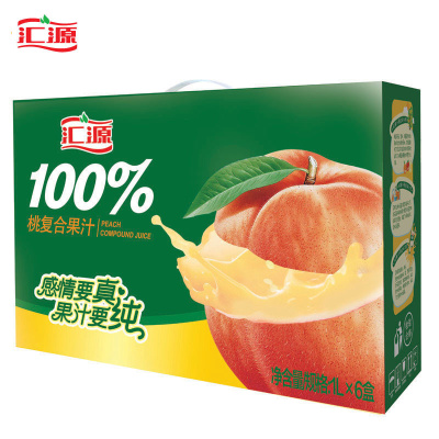 汇源 100%桃果汁1L*6盒 便携装