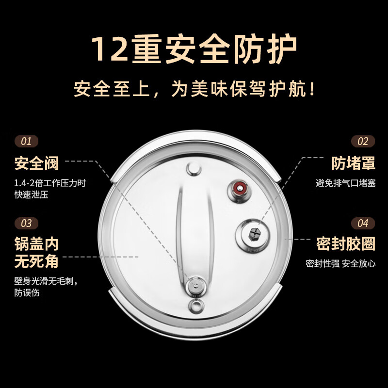 贝伦斯高压锅7L导热均匀密封胶圈不锈钢BLS-GYL1204高清大图