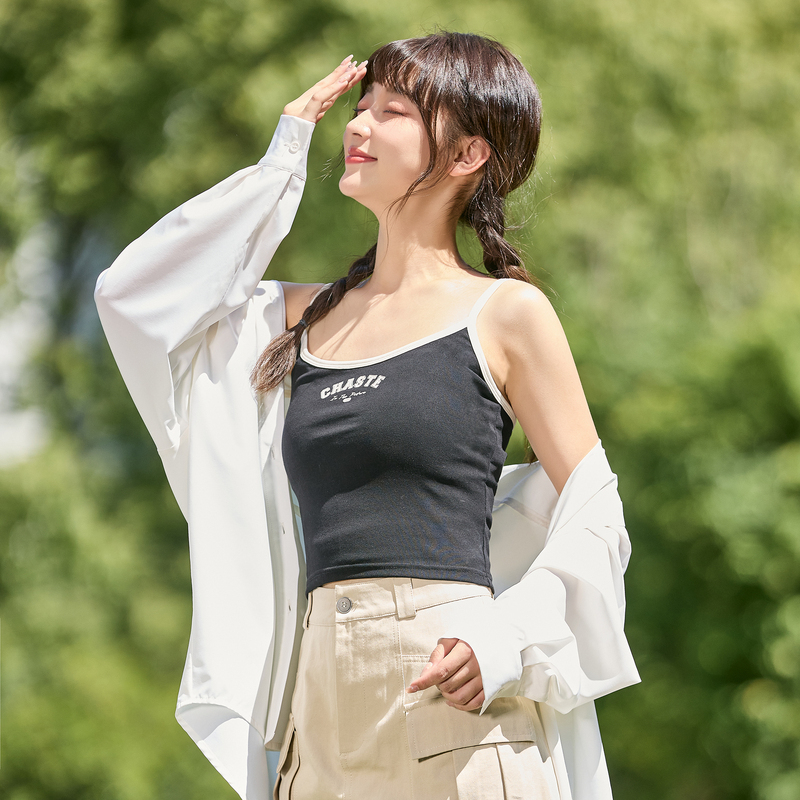唐狮夏季新款吊带背心女白色美式高级打底内搭美背小上衣外穿