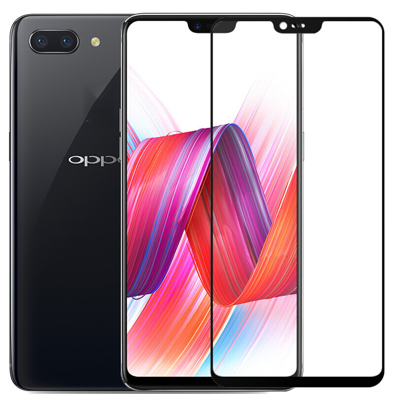 [买2送手机壳]轻万适用oppoa5钢化膜全屏玻璃贴膜丝印黑色oppo手机保护膜高清大图