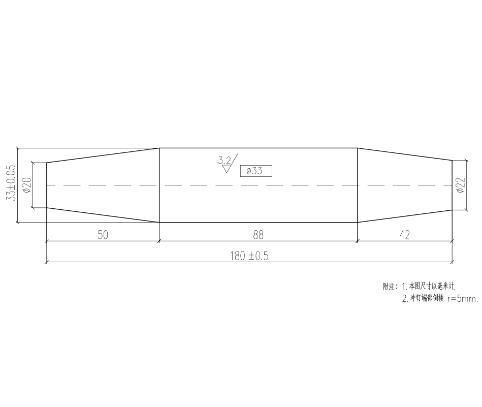 工艺冲钉 45#钢 M33*180mm 无维保 货期:2周高清大图