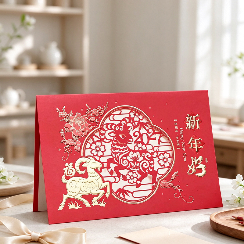 锦瑞星新年精品剪纸贺卡A款/个高清大图