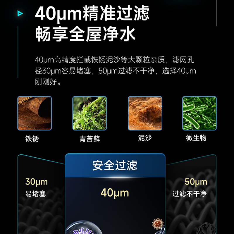 艾美特净水器前置过滤器 家用全屋过滤大户型6吨大流量一键自动清洗 双层不锈钢滤网过滤AQ06
