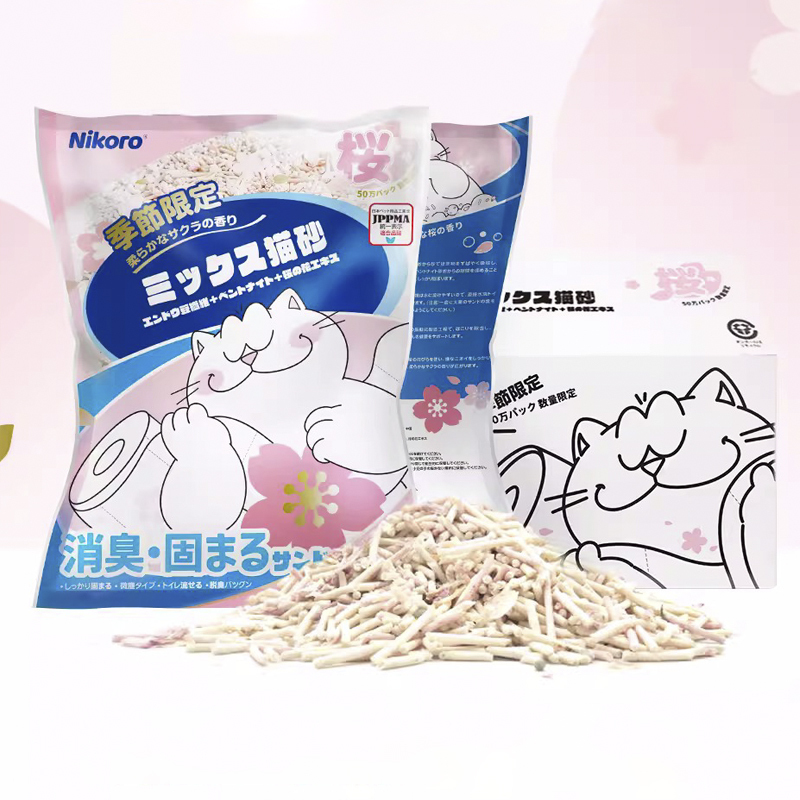 Nikoro妮可露猫砂樱花味混合猫砂2.5kg*1除臭低尘膨润土猫砂