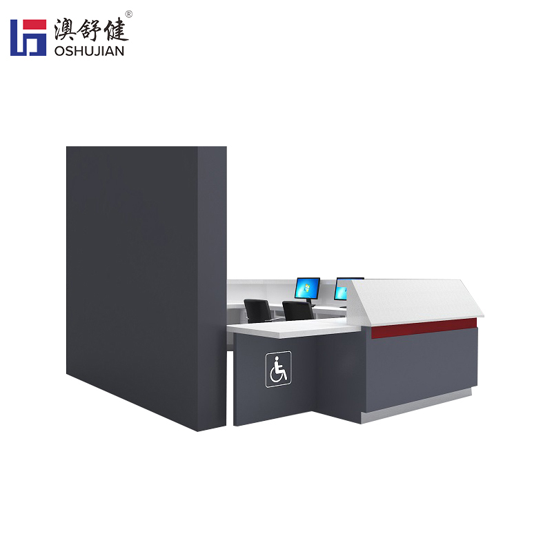 澳舒健方形高铁站前台接待台引导台柜台简约工作站咨询服务台 SJGT01 一米