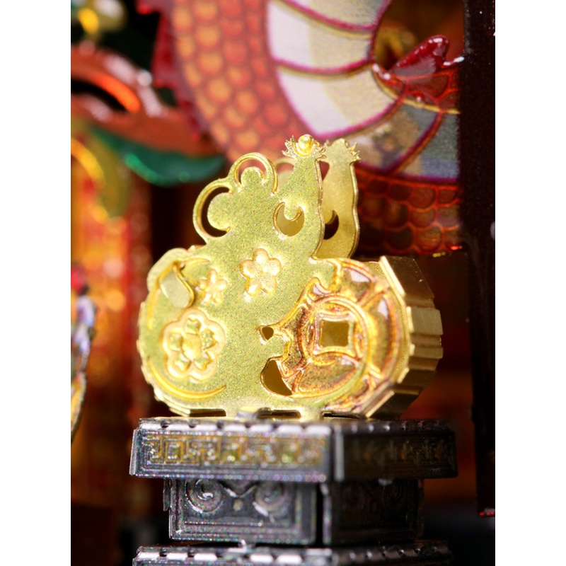 艺模五福酒家3D立体拼图金属拼装模型高难度diy手工创意新年 五福酒家+声控灯高清大图